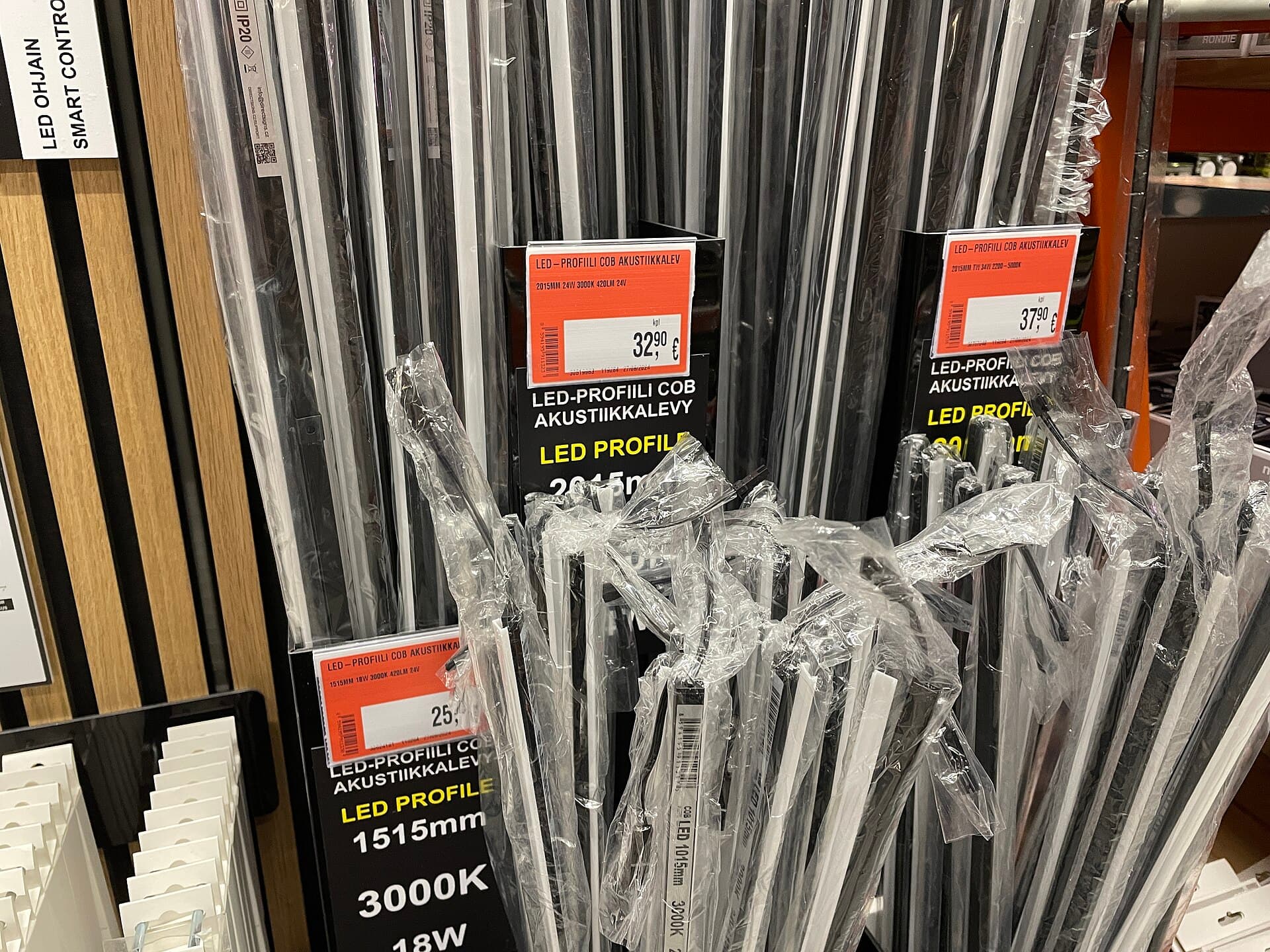 LED profiles in a hardware store